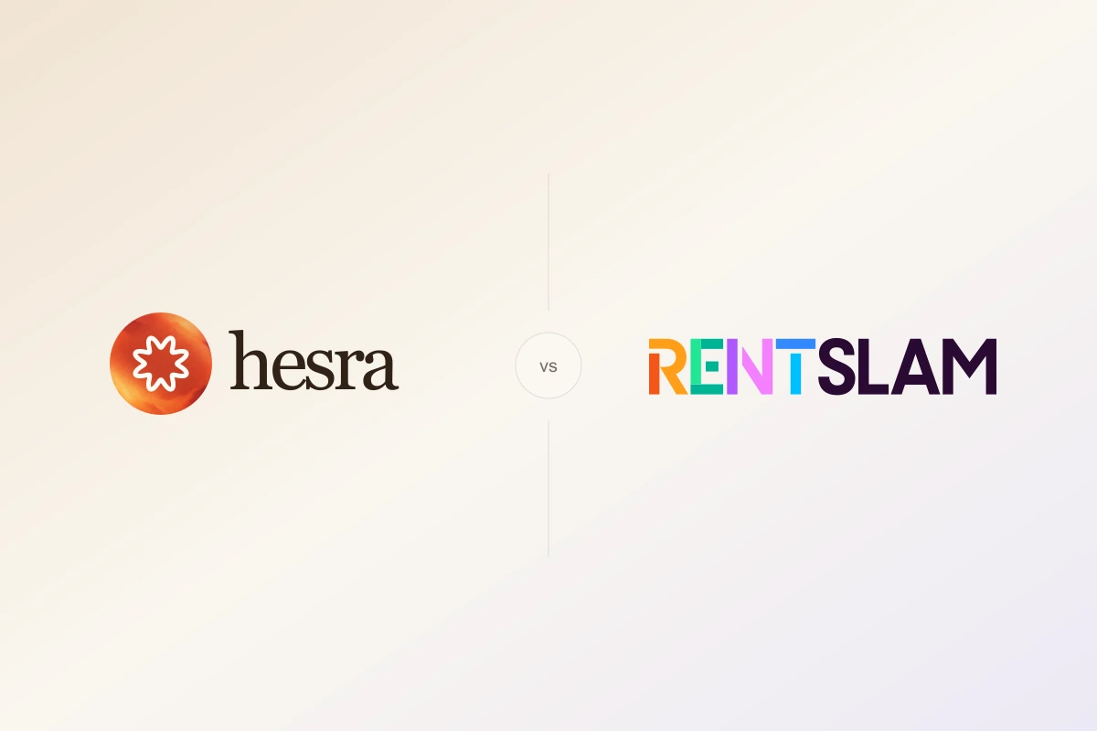 Hesra and RentSlam logos side by side with vs between them